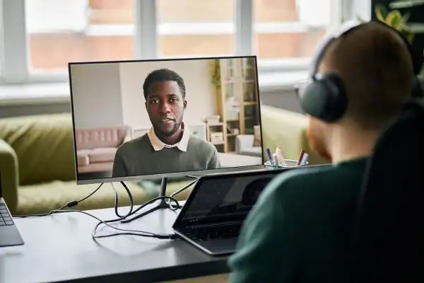 Man attending online mediation Enfield MIAMS session